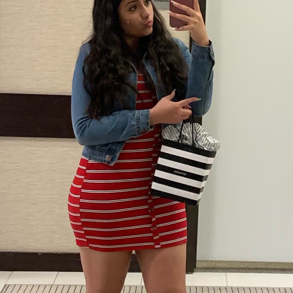 red striped dress
